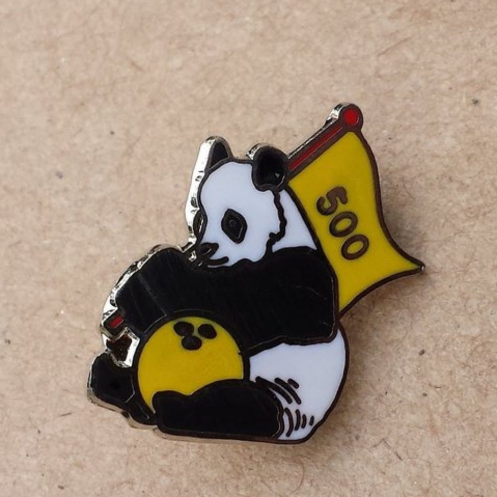 Panda Bear Perfect 500 Enamel Bowling Award Pin